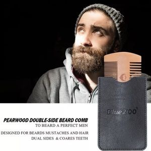 Blue ZOO Double Side Wood Mustaches Beard Comb